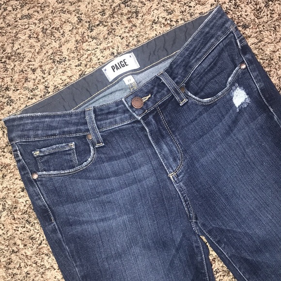 PAIGE Skyline Ankle Peg Jeans with Stretch and Factory Distressing | EUC! - Picture 3 of 7